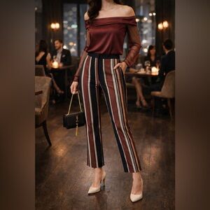 Tory Burch Striped knit Pants Multistriped Size 6 EUC